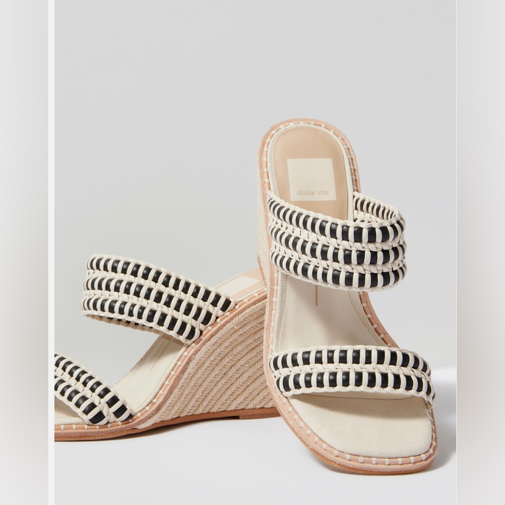 Like new and hard to find!! Dolce Vita black and white Abigal Wedge Sandal.